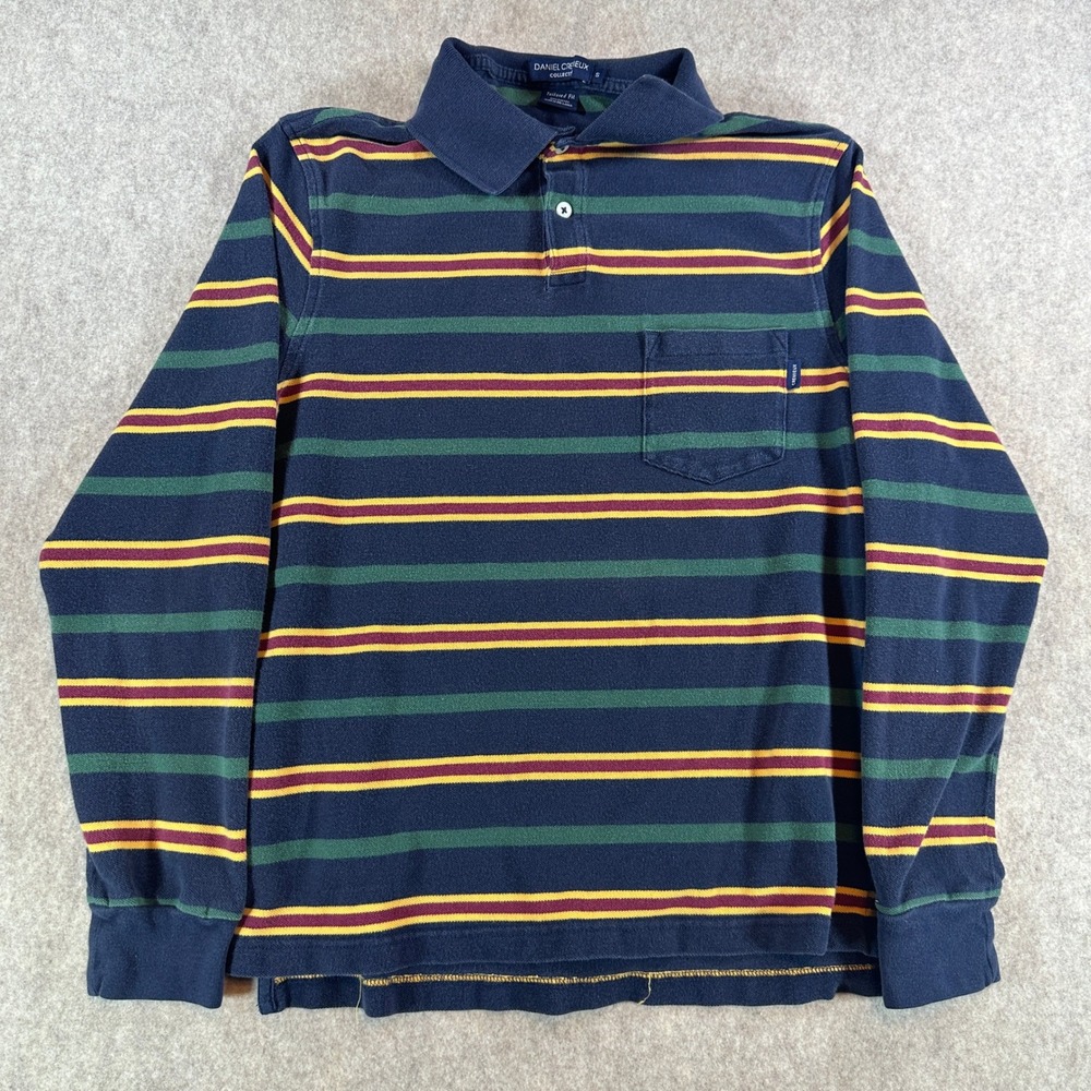 Daniel Cremieux Rugby Polo Shirt Striped Long Sleeve Mens Size Small Cotton